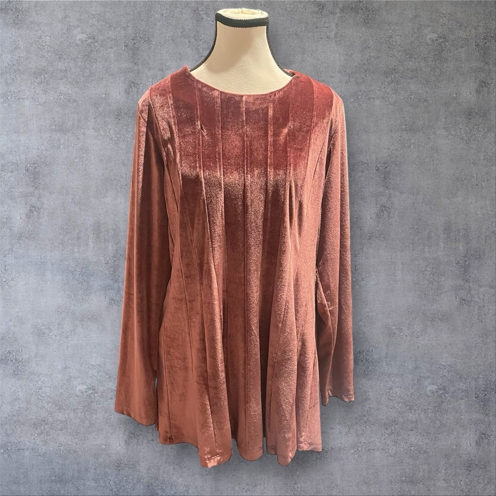 Soft Surroundings Bella‎ Rosa Velvet Ribbed Tunic Top Womens L Cottagecore Boho